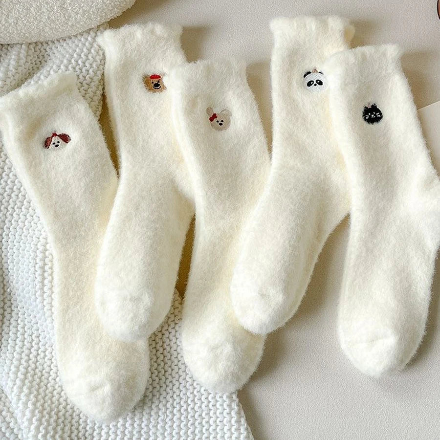 Everyday Soft Bow Socks – 5 Pack | Cozy Fluffy Socks for Winter